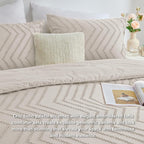 CozyLux King Size Comforter Set Beige - 3 Pieces Boho Tufted Shabby Chic Bedding Comforter Set for All Seasons, Chevron Bedding Sets with Comforter & 2 Pillow Shams