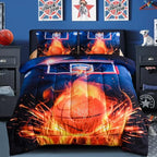 Btargot Basketball Fire Court Comforter Sets Full for Boys Teens,3D Sports Bedding,Soft Microfiber Reversible Quilt with 2 Matching Pillow Shams