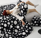 White Polka Dots Comforter California King Black White Dots Print Reversible Gingham Cal King Bedding Comforter Set Boys Girls Black White Bed Sets Soft 3Pcs Cal King Comforter Sets