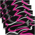 Feelyou Hot Pink Grey Black Placemats Set of 4 for Stripes Placemat for Kitchen Dining Table Decor Indoor Outdoor 18"x12" Geometric Table Place Mats, Modern Striped Art Abstract