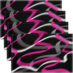 Feelyou Hot Pink Grey Black Placemats Set of 4 for Stripes Placemat for Kitchen Dining Table Decor Indoor Outdoor 18"x12" Geometric Table Place Mats, Modern Striped Art Abstract
