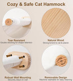 Cat Scraching Post Wall Shelves Set of 3 –1 Floating Fabric Hammock, 2 Cat Wall Ladders with 4 Steps EachWall Mounted Bed Furniture & Climber for Large Cats, Indoor Wall Playground