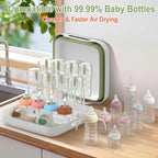 Yecuip Collapsible Baby Bottle Wash Basin w/Drying Rack & Drain Plug, Green | 2.4 Gallon Foldable Dish Tub w/Handles,Portable RV Camping Sink & Space-Saving Wash Bin with Lid for Kitchen,Travel & Outdoor