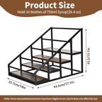 YQBRAO Coffee Syrup Rack Organizer,Liquor Bottle Display Shelf,Water cup display stand,Spice Rack Kitchen Cabinet Organizer,Rustic Brown,2 Packs 4 Tier 16 Bottle Coffee Syrup Holder