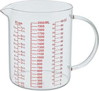Ackers BORO3.3 Glass Measuring Cup-[Insulated handle | V-Shaped Spout]-Made of High Borosilicate Glass Measuring Cup for Kitchen or Restaurant, Easy to Read, 2000 ML (64 Oz, 8 Cup)