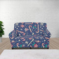 FKELYI Christmas Easy Going Stretch Sofa Slipcover Blue Candy Cane Furniture Protector Easy Going Stretch Sofa Slipcovers with Elastic Bottom M