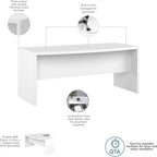 Bush Business Furniture Echo Bow Front Desk, 72W, Pure White