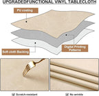 Smiry Rectangle Waterproof Heavy Duty Vinyl Tablecloths, 60 x 102 Inch | Wipeable Washable Floral Embossed Table Cover for Kitchen and Dining Room, Indoor & Outdoor Use, Cream