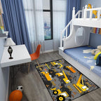 Construction Rugs for Boys Room Play Rug for Cars and Trucks Car Rug Play Mat Kids Rugs for Playroom Car Rug for Boys Room Construction Decor for Boys Room,Grey 4'×5'