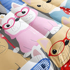 Datura home Dog Comforter Beddding Set for Kids Children,Puppy Pug Cute Dog Pattern Cartoon Career Pet Bedding Set with 1 Comforter and 2 Pillowcases(Dog Twin)