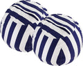 2 PCS Stuffed Animal Storage Bean Bag Chair Cover, Cotton Canvas Beanbag with Zipper for Organizing Kid's and Adults Room Vertical Stripe Blue 24"