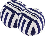2 PCS Stuffed Animal Storage Bean Bag Chair Cover, Cotton Canvas Beanbag with Zipper for Organizing Kid's and Adults Room Vertical Stripe Blue 24"