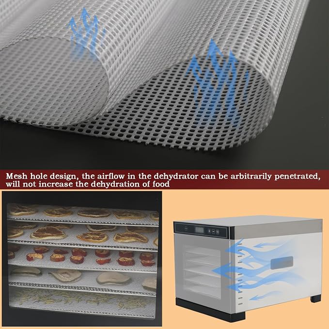 Silicone Dehydrator sheet for Excalibur 6&10-Trays: 15"x15" 10-pk BPA-Free | Non-stick Dehydrator Tray Liners Help Stop Dried Food From Sticking, Lift Food Intact, and Cut Cleanup Time - Dishwasher Safe
