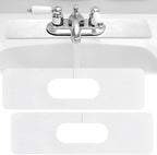 Tioncy 2 Pcs Faucet Mat Sink Splash Guard Oval-hole Oval Splash Pad for Kitchen Sink Oval Base Diatomite Faucet Mat for Bathroom Absorbent Mat Splatter Screens (White)