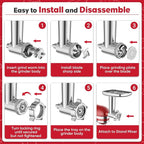 Meat Grinder for KitchenAid Mixer, Meat Grinder Attachment with 4 Grinding Plates, 3 Sausage Stuffer Tubes, 2 Grinding Blades, Attachment for Kitchenaid Mixers