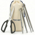 TECHEF Kitchen Shears With 2 Stainless Steel Tongs & Travel Bag, Dishwasher Safe, 4-Piece Complete Set, Made in Korea (Scissors & Tongs Set)