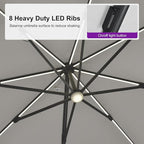 PURPLE LEAF 10 Feet Patio Umbrella Outdoor Cantilever Solar Powered LED Swivel Square Umbrella Aluminum Offset Umbrella with 360-degree Rotation for Garden Deck Pool Patio White