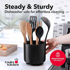 Cooler Kitchen Jumbo Extra Large Sturdy Rotating Black Utensil Holder Caddy with No-Tip Weighted Base, and Gripped Insert - Rust Proof and Dishwasher Safe Kitchen Utensils Holder