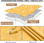 Smiry Rectangle Waterproof Heavy Duty Vinyl Tablecloths, 60 x 84 Inch | Wipeable Washable Floral Embossed Table Cover for Kitchen and Dining Room, Indoor & Outdoor Use, Mustard Yellow