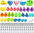 ZENFUN 32 Packs Rock Climbing Holds Multi Size and Color, Indoor & Outdoor Rock Wall Climbing Kit, Rock Wall Holds Multi-Colored Climbing Rock Wall Grips with Mounting Hardware