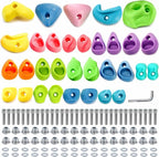 ZENFUN 32 Packs Rock Climbing Holds Multi Size and Color, Indoor & Outdoor Rock Wall Climbing Kit, Rock Wall Holds Multi-Colored Climbing Rock Wall Grips with Mounting Hardware