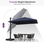 PURPLE LEAF 9' X 12' Rectangle Patio Umbrella with Base Large Cantilever Outdoor Umbrella Offset Umbrella with 360-degree Rotation Garden for Deck Backyard Pool Navy
