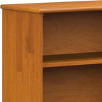 SIMPLIHOME Draper SOLID HARDWOOD 30 inch x 64 inch Mid Century Modern Low Bookcase in Teak Brown for The Living Room, Study Room and Office