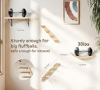 Wall Mounted Cat Shelves Stairs Set, 4 Piece Wood Cats Wall Furniture with Sisal Cat Window Perch, Flat Perch & Dual 4-Step Ladders for Climbing & Scratching