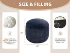 Boho Ottoman Living Room Furniture 26"x18" Round Ottomans Pouf Couch Foot Rest Navy Pouf Ottoman Foot Rest with Foam Chunk Filling Pouffe Ottomans Stuffed Foot Rests Poufs for Couch
