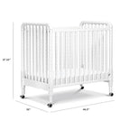 DaVinci Jenny Lind 3-in-1 Convertible Mini Crib in White, Removable Wheels, Greenguard Gold Certified