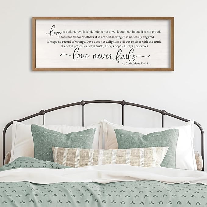Love Is Patient Love Is Kind Wall Decor Art 32×12 Inch (Wood)