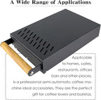 Handle Drawer Knock Box, Stainless Steel Detachable Coffee Stick Tapping Container, Shock-Absorbing And Durable Barista Style Tapping Box, Detachable Tapping Stick, Wooden Handle (Black)