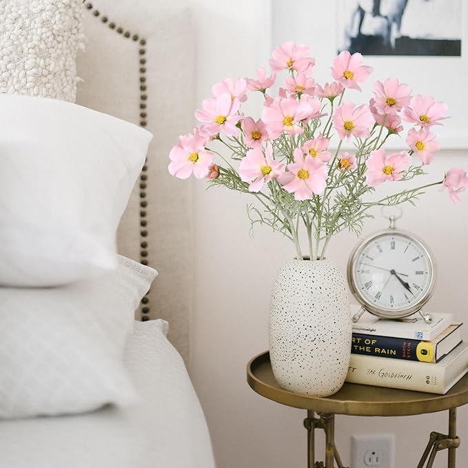 IPOPU Light Pink Flowers Artificial Daisies 5PCS Silk Cosmos Wild Flowers 24.5" Fake Pink Daisies for Vase for Home Decor Floral Arrangements Wedding Bouquets for Bride
