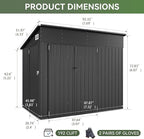Aoxun 7.5'x4' Triple Door Shed Outdoor Storage Shed with Three Lockable Door for Easily Accessing Metal Storage Cabinet with Slopping Roof for Tools Bicycles Storage for Garden, Backyards (Black)