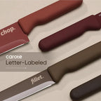 CAROTE Kitchen Knife Set, 6 Floral Knives with 6 Blade Guards, 12-Piece | Stainless Steel Blades, Ceramic Nonstick Coating, Long-Lasting Sharpness, Rust-Resistant, Non-Slip, Dishwasher Safe