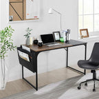 47 inch Study Storage Bag Space Saving for Home Office, Modern Simple Style PC Metal Frame Computer Desk, Writing Table, Brown, Black
