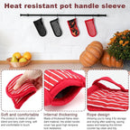 4Pcs Cast Iron Skillet Handle Covers Heat Resistant Pot Handle Covers ﻿ | Non Slip Cotton Pan Handle Sleeve Holder Mitts,Washable for Cast Iron Pans,Metal Pots, Griddles Cooking Supplies