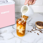Igloo Portable Ice Maker with Handle & Scoop- Countertop Ice Maker with LED Control Panel & 1.5 Qt Water Tank- Ice Maker Produces 26 Lb Of Ice In 24 Hours With 9 Large or Small Cubes In 7 Minute -Pink