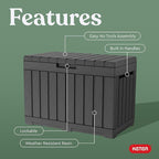 Keter Kentwood 50 Gallon Resin Deck Box-Organization and Storage for Patio Cushions, Throw Pillows and Garden Tools, Dark Grey