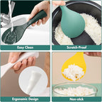 Silicone Standing Rice Spatula with Non-Stick Paddle, Heat Resistant Rice Cooker Spoon, Serving Spoon(Aqua)