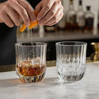 Luxury Italian Restaurant Crystal Double Rocks Glass, 2-Piece Gift Box Set