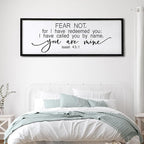 Fear Not for I Have Redeemed You Sign Framed Wall Art, 40''×15'' Rustic Religious Christian Isaiah 43:1 Bible Verse Sign, Horizontal Holy Inspirational Catholic Scripture Decor