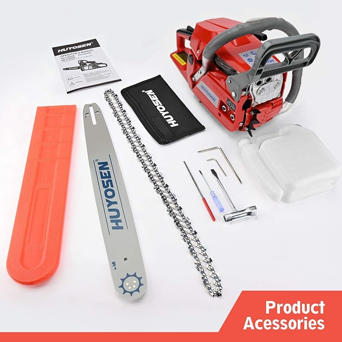 62CC Gas Chainsaw, 20 Inch Power Chain Saw, 2-Cycle Handed Petrol Chainsaws Gasoline Chainsaws Garden Tool for Cutting Trees, Wood, Outdoor Home Garden and Farm Use