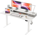 55 x 24 Inches Electric Standing Desk with 2 Storage Drawers, Stand Up Desk Adjustable Height, Sit and Stand Computer Table with Splice Board, White