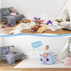 Aubliss Unicorn Stuffed Animal Storage Bean Bag Chair for Kids, Velvet Extra Soft Beanbag Chairs Cover, X-Large Stuffable Zipper Bean Bag for Organizing Plush Toys Girls Bedroom Decor, Blue