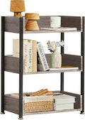 VECELO Bookshelf,Small Bookcase,3-Tier Storage Organizer,Industrial Shelving Unit for Home Office,Living Room,Dormitory,30" H,Brown