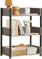 VECELO Bookshelf,Small Bookcase,3-Tier Storage Organizer,Industrial Shelving Unit for Home Office,Living Room,Dormitory,30" H,Brown