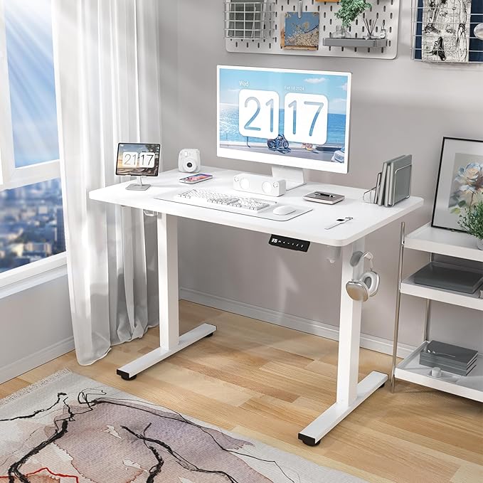 Electric Standing Desk Height Adjustable - 40 x 24 Inches Sit Stand up Desk & Memory Preset Ergonomic Rising Desks for Work, Home Office Workstation Gaming Rising Desk Study Table