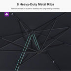 PURPLE LEAF 9' × 11.5' Patio Cantilever Umbrella with Base Outdoor Rectangle Adjustable Offset Umbrellas with 360-degree Rotation and 8 Heavy Duty Metal Ribs for Garden Deck Pool Grey