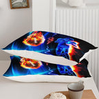 Axolotl Football Comforter Full,Cool Blue Football Bedding Sports Theme Comforter Set for Boys,3D Rugby Sports Bedding Set Football Player On Fire for Boys Kids Teens,1 Quilt 2 Pillowcases,Black Blue